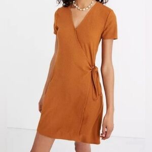 Madewell Texture & Thread Side-Tie Short Sleeve V-Neck Dress - size S